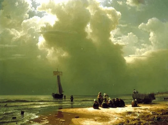 Le débarquement bord de mer 70x80 Cm — Daniel Trammer