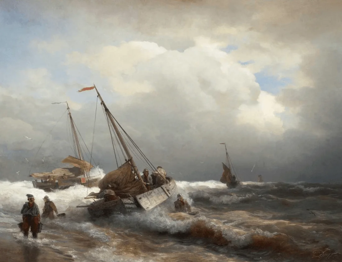 Le débarquement en mer agitée 70x50 Cm — Daniel Trammer