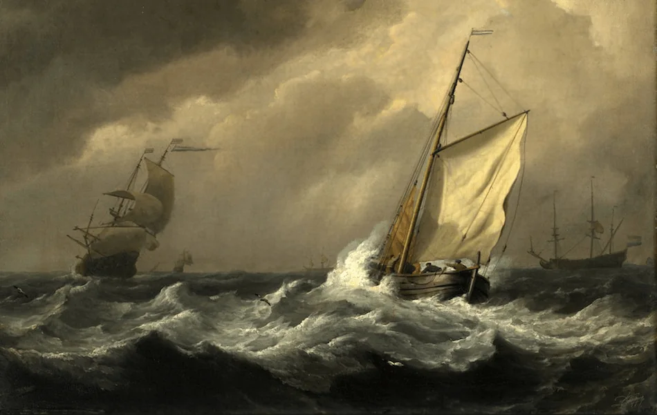 Mer agitée en pêche 80 x 65 Cm — Daniel Trammer