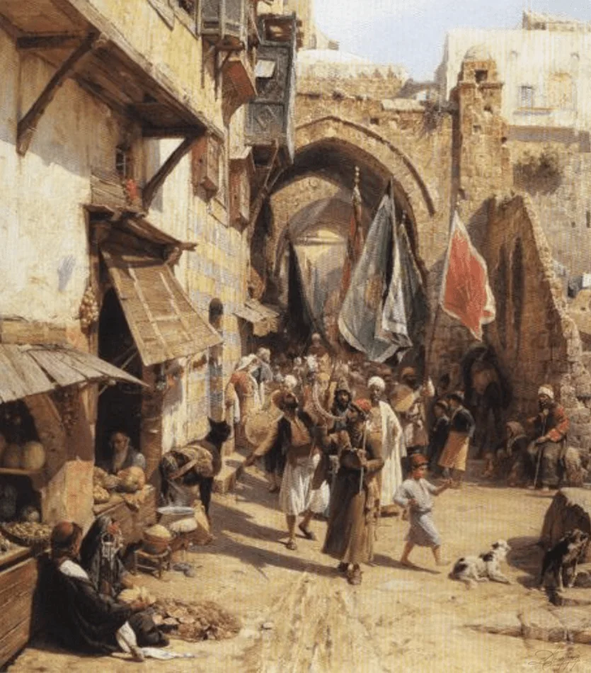 Scène de rue de Jaffa 70x60 cm — Daniel Trammer
