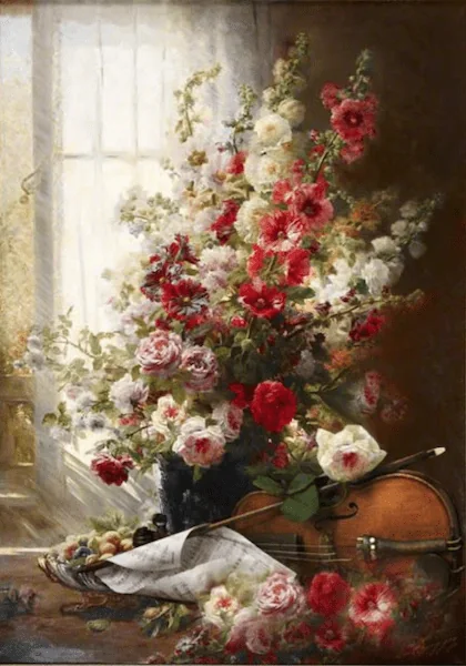 Bouquet et violon 70 x 50 cm — Daniel Trammer