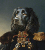 Portrait de teckel en officier 110x90 cm – Image 3