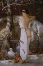 Portrait de la fille a la fontaine 60x90 cm