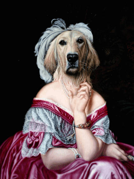 Portrait de Golden retriever en Baronne 90x65 cm