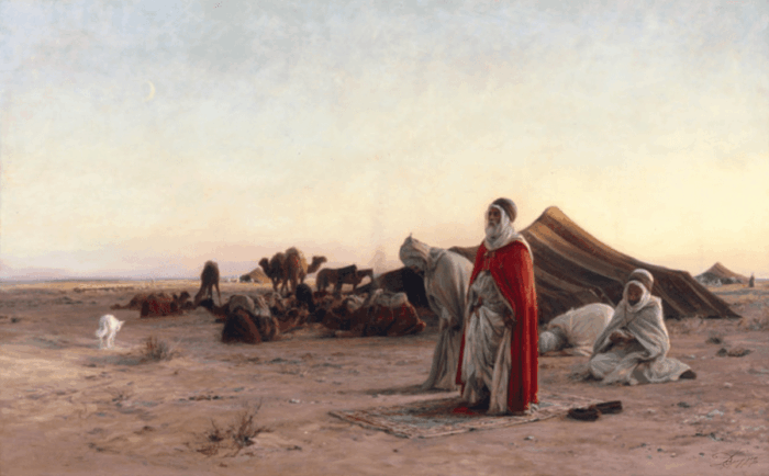Paysage oriental les nomades 65x55cm – Image 1