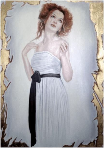 Portrait de Angie contour Or 24 Carats 60x90 cm